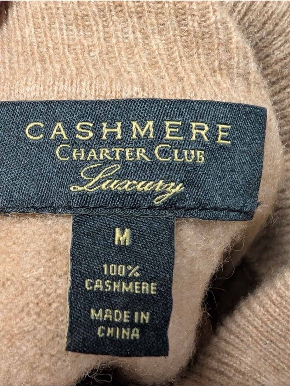 Cashmere Charter Club Luxury Turtleneck Sweater Medium Tan - Picture 5 of 5